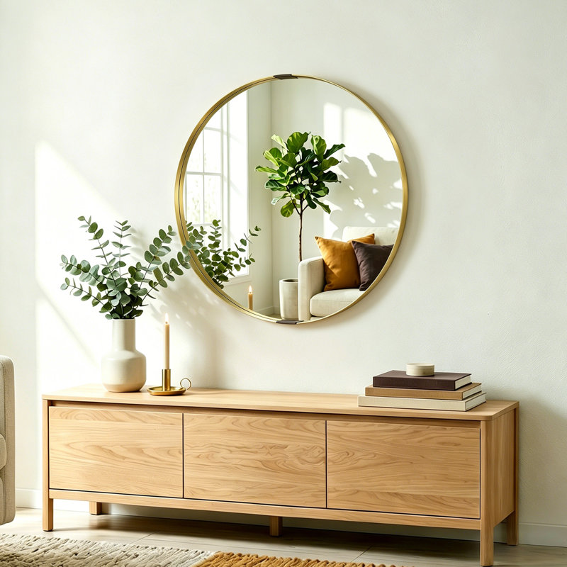 Aluminium Round Mirror, Gold