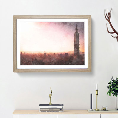 Sunset over Taipei City in Taiwan - Picture Frame Painting Print