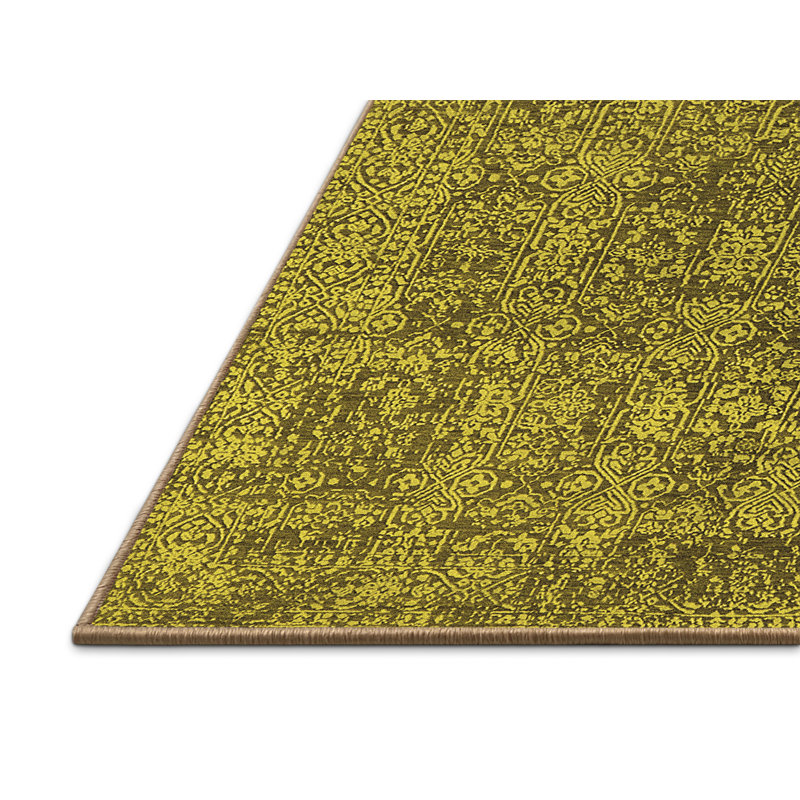 Tapis jaune Mid-Century moderne 2689