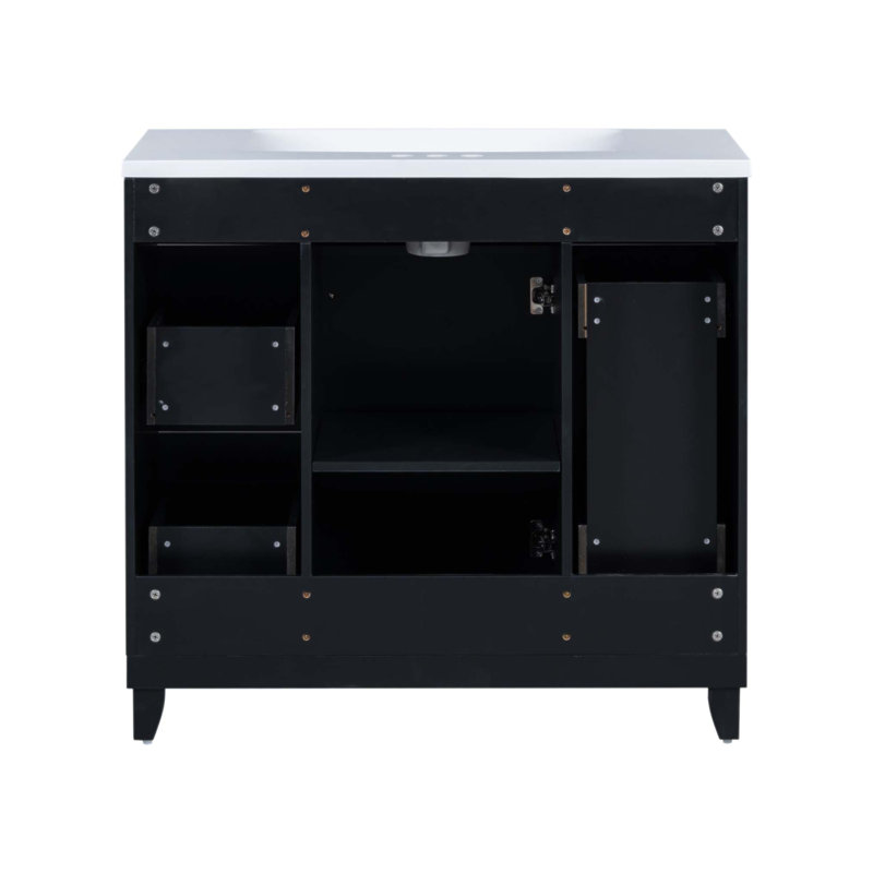 Meuble-lavabo transitionnel de 36 pouces avec lavabo, portes à fermeture douce et tiroirs spacieux pour un rangement élégant