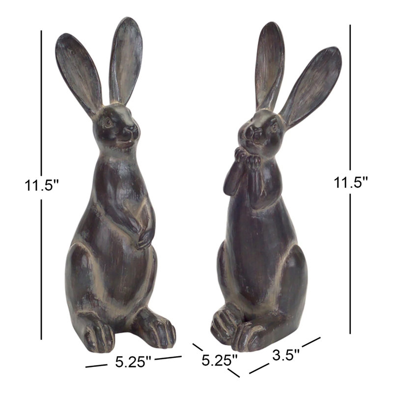 2 Piece Hawkinsville Rabbit Figurine Set