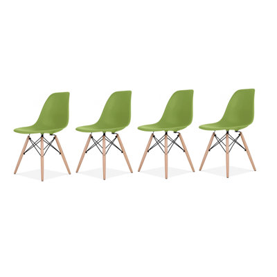 Chaise d'appoint avec pieds en bois naturel. Chaise Carbone Clegg Eiffel Style (vert)