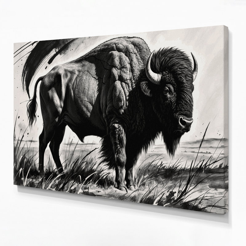 Faune, bison américain, art mural sur toile, H 11 po x l 14 po
