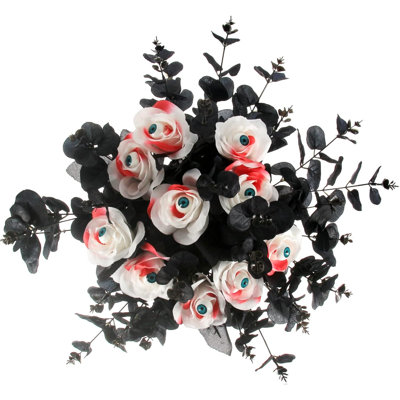 10 pièces de branches d'eucalyptus artificiels noires avec de véritables feuilles d'eucalyptus et de feuilles de gathic à décor de fête d'Halloween (noir, 10)