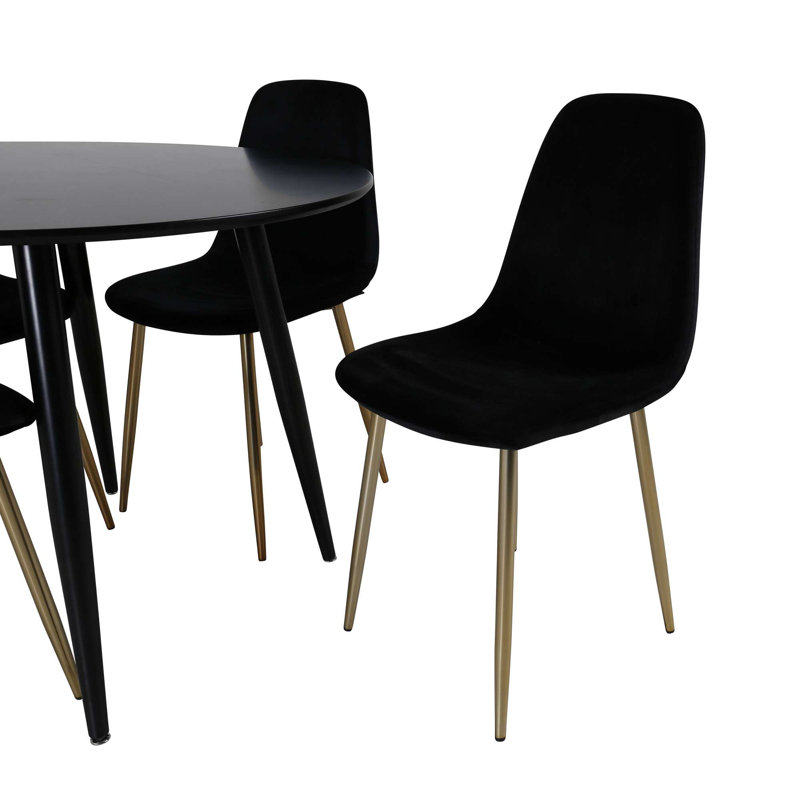Duneany 4 - Person Dining Set, 86" H x 44" W x 52" D, Black/Gold