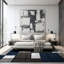 Tapis tissé à motif géométrique bleu marine / gris / blanc Mehul-1375564421-1411665292