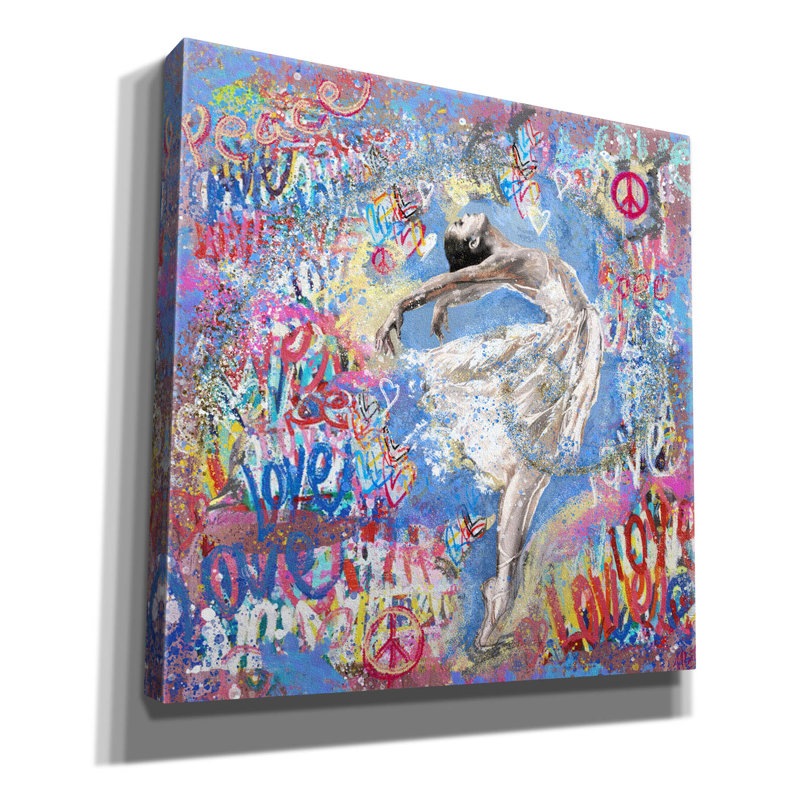 «Graffiti Ballerina 1» par Marta Wiley, art mural sur toile, H 26 po x l 26 po x P 1,5 po
