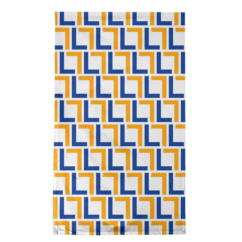 Tea Towel Kitchen Towel, Cotton Blend, White/Blue/Gold