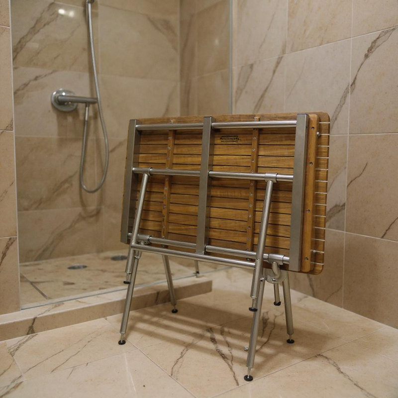 Banc de douche 18 po x 40 po rectangulaire en teck brun