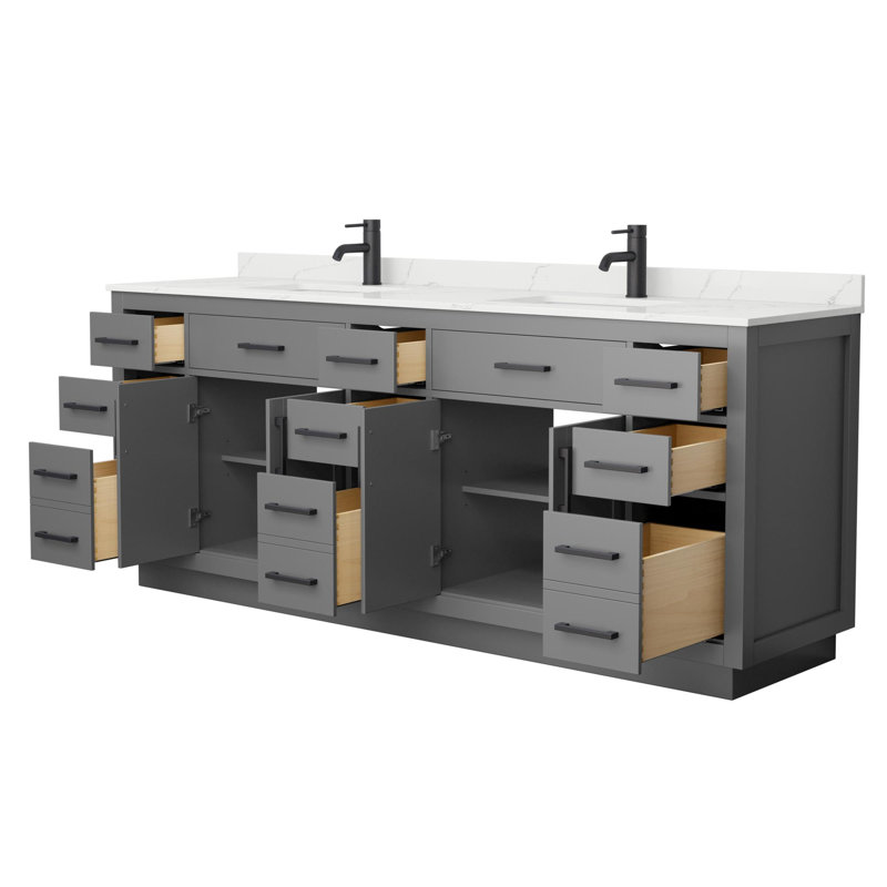 Beckett TK 84'' W Vanity, Single, Matte Black, Gray