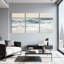 Ensemble de 3 tableaux muraux sur toile représentant un paysage marin et des vagues de l'océan-1644720561