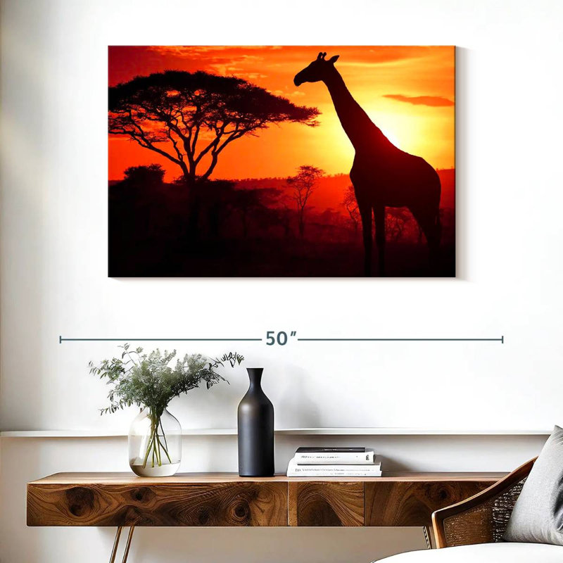 Brampt silhouette de girafe d'Afrique, H 26 po x l 39 po