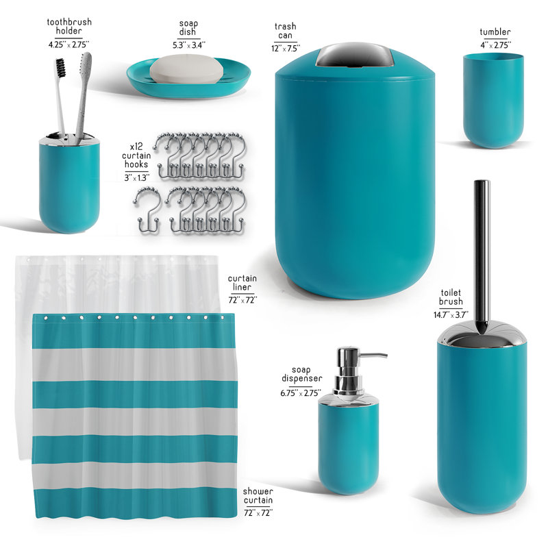 Ensemble complet d'accessoires de salle de bain 20 pièces avec rideau de douche, doublure et crochets Clara Clark