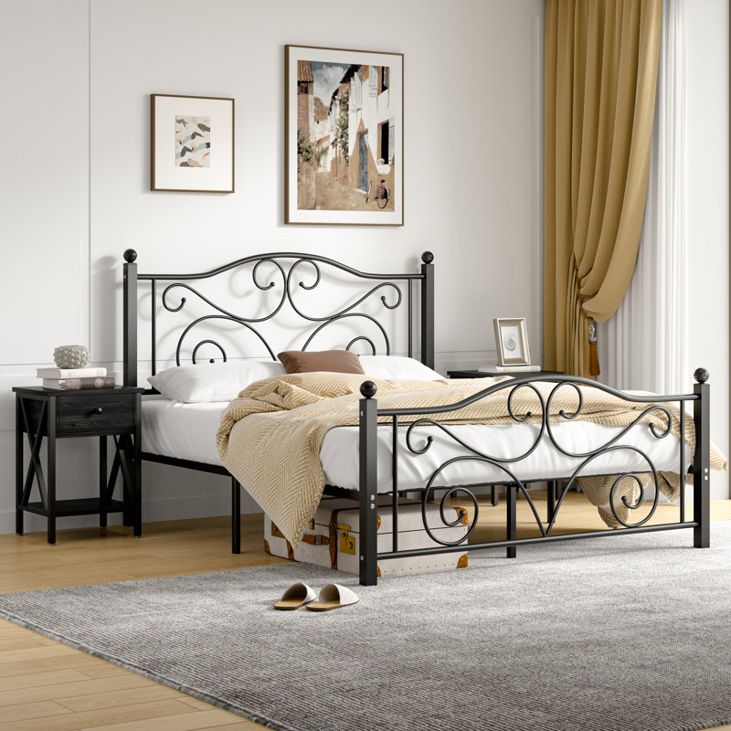 Auxter Steel Piece Bedroom Set, Black, Full/Double