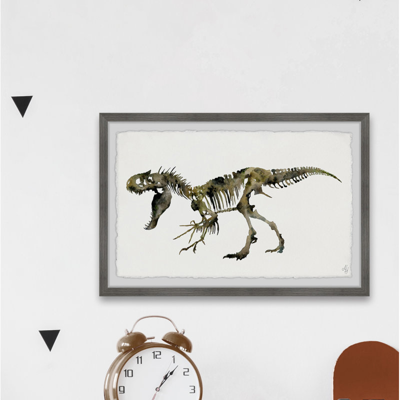 Tisha Angry T-Rex Skeleton - Single Picture Frame Painting, 20cm H x 30cm W