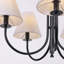 Lustre classique / traditionnel noir à 5 lumières l 27 po avec abat-jour en lin pour salle à manger-88314174-88314169