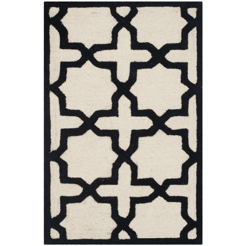 Cannen Hand Tufted Wool Geometric Rug, Rectangle 4' x 6'