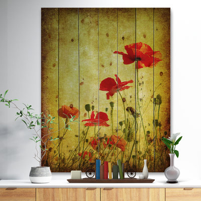 Fleurs de coquelicot sur fond grunge-impression d’art graphique