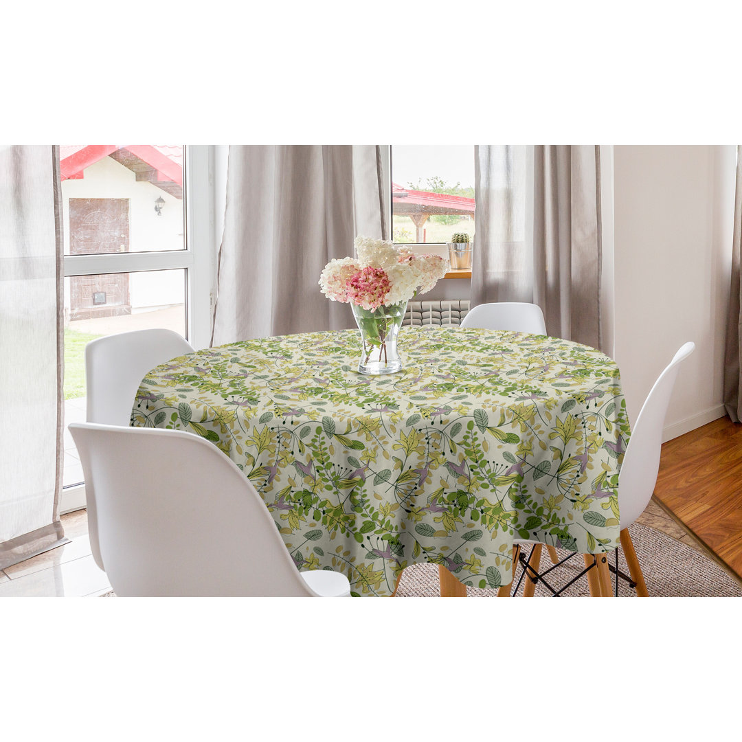 Runde Tischdecke, Pastellton Natur, Blumen, Mehrfarbig