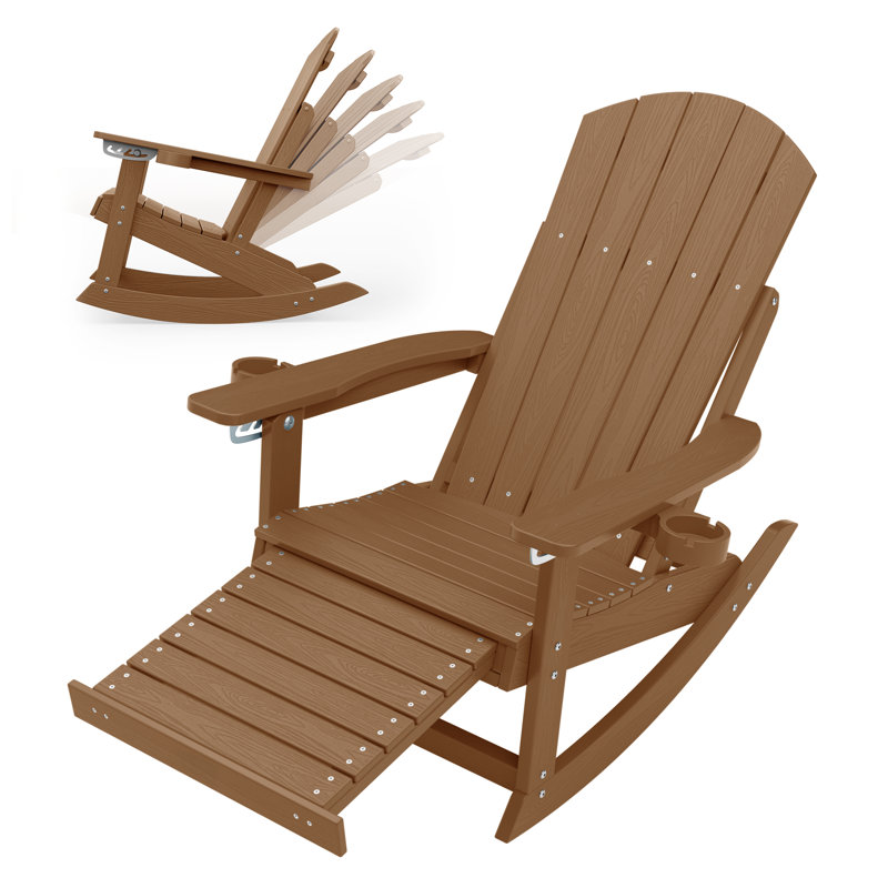 Chaise berçante d'extérieur avec repose-pieds caché Hips, Brun