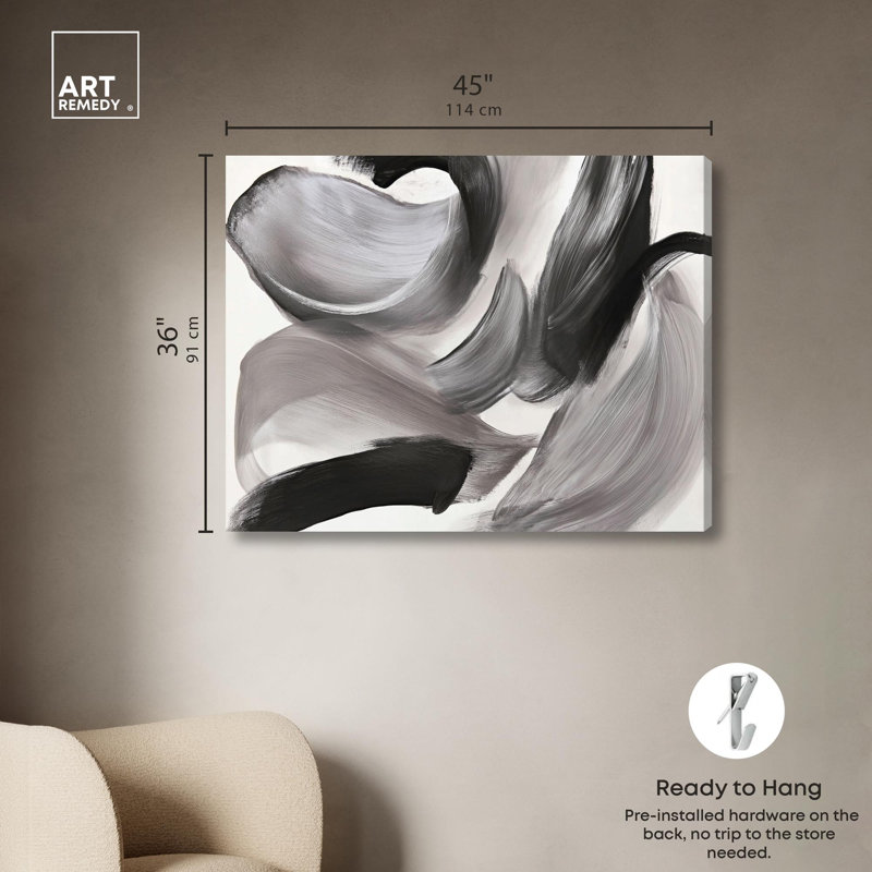 «Sweeping Shadows I», reproduction d'art sur toile par Grey par Art Remedy, H 36 po x l 45 po, Toile tendue avec châssis