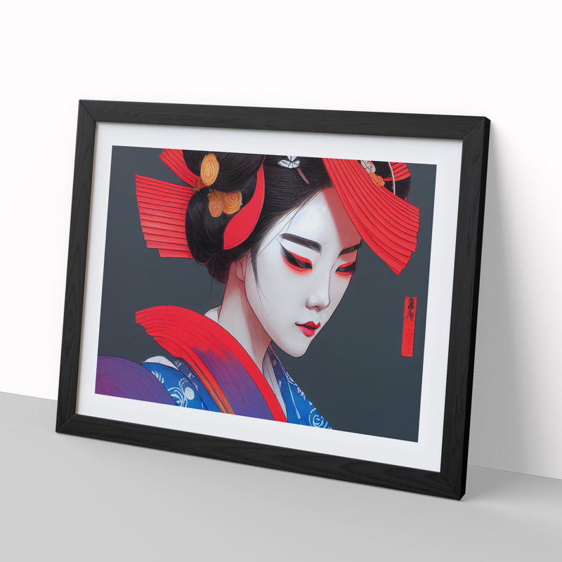Sensational Geisha - Framed Print, 46cm H x 64cm W x 2cm D, Black