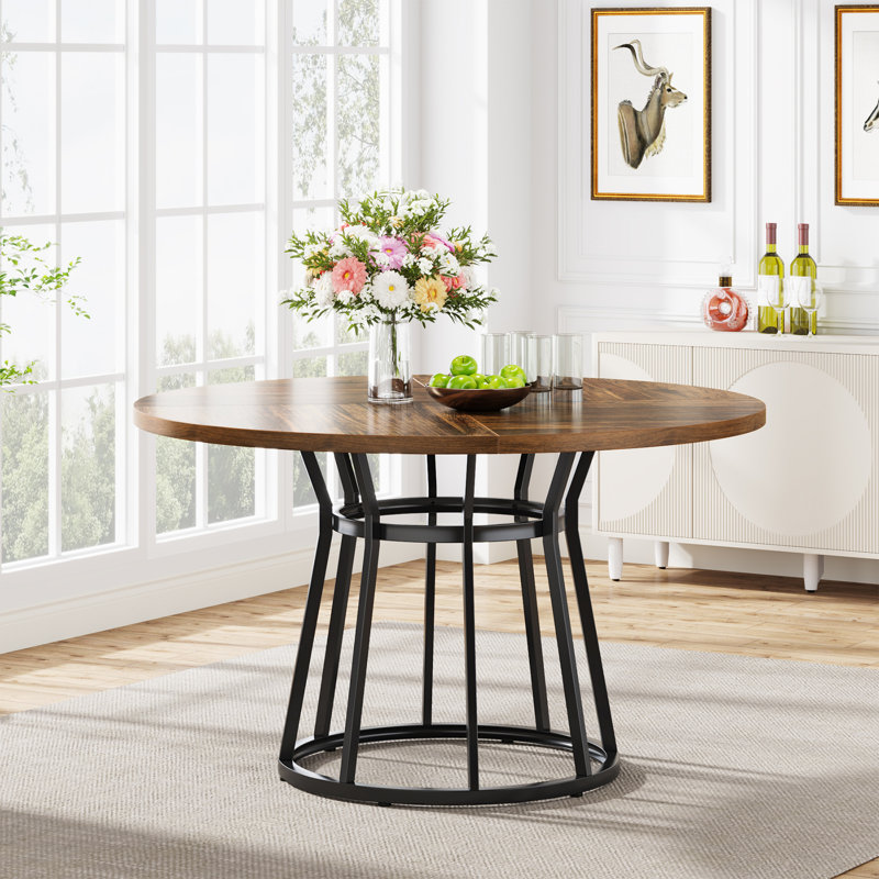 120cm Round Dining Table, Brown