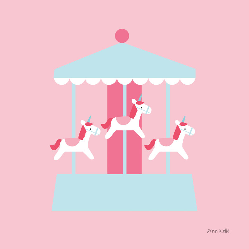 «Merry Go Round» par Ann Kelle - reproduction d'art sur toile tendue, H 36 po x l 36 po, Non, Toile tendue