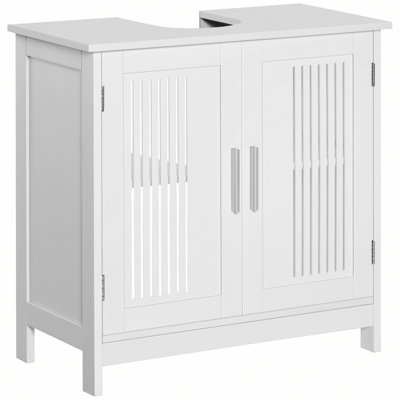 Armoire de rangement élégante pour salle de bain, armoire de salle de bain avec tablettes réglables, armoire sous évier avec 2 portes