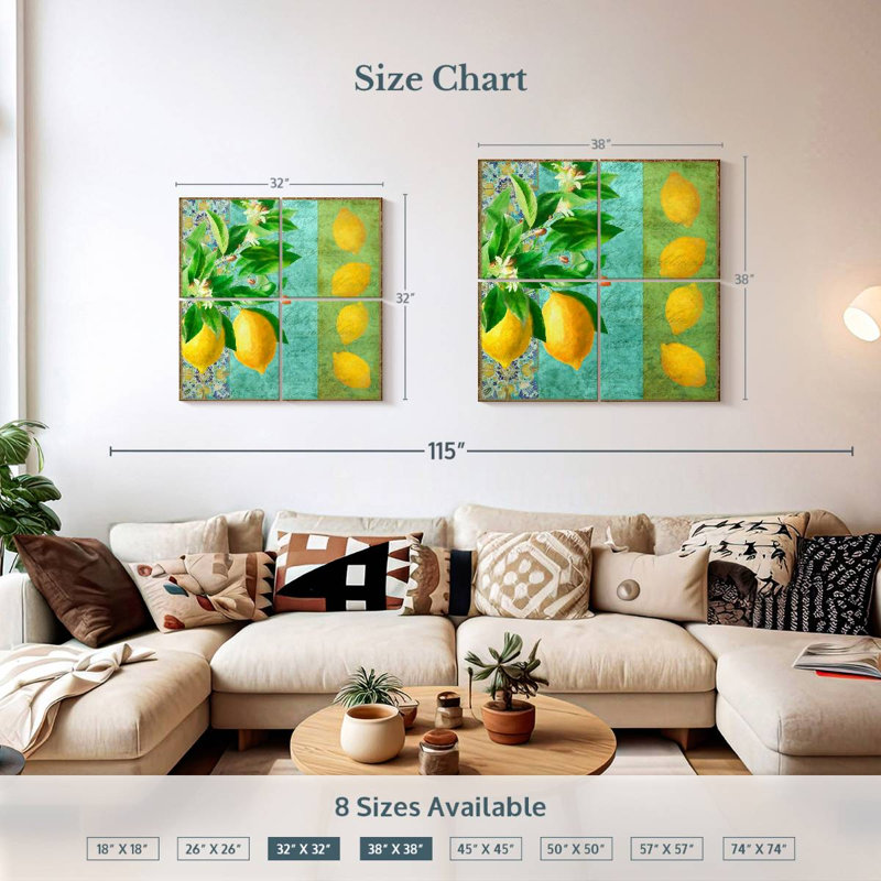 Yarlin citron citron floral, H 32 po x l 32 po