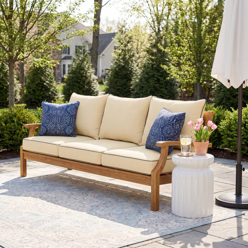 Elmina Ottley 6 Piece Outdoor SunbSeat/Back Cushion Set, Antique Beige Sunbrella® Canvas
