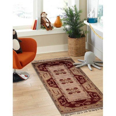 Tapis gris transitionnel noué à la main de conception unique 2 pi 9 po x 6 pi 4 po