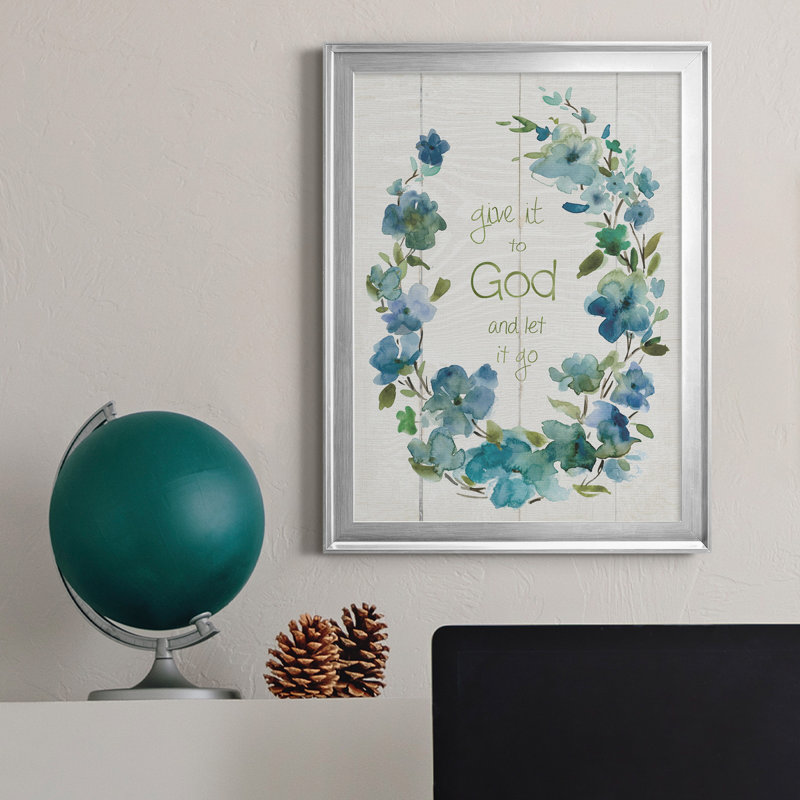 «Offrez-le à Dieu», art textuel sur toile, H 18,5 po x l 24,5 po x P 1,5 po, Argent
