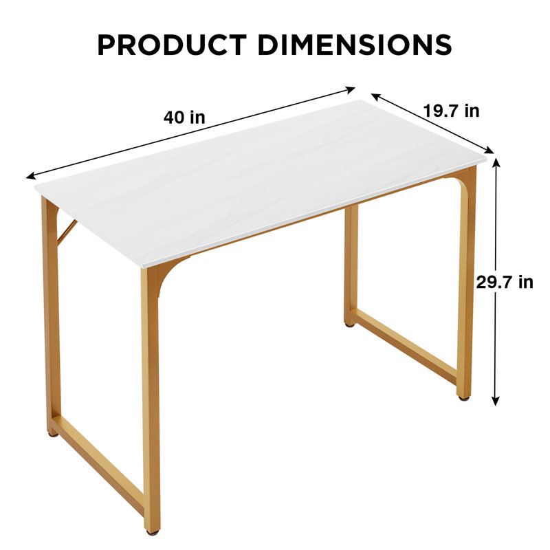 Office Desk Small Computer Desk Study and Writing Table Simple Modern Desk with Metal Frame for Home Office