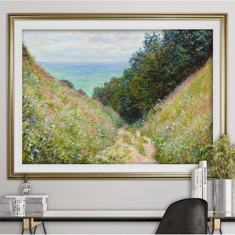 «Road at La Cavée» par Claude Monet, reproduction, Cadre doré, H 24 po x l 32 po x P 1,5 po