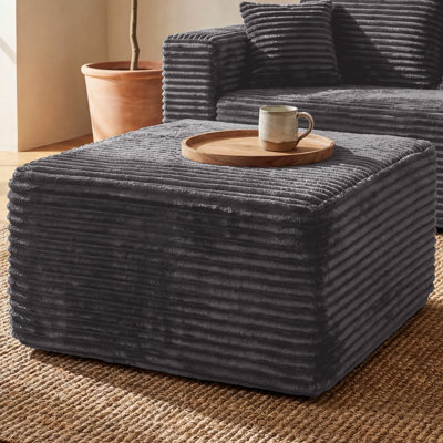  Repose-pieds modulaire à compression pour canapé modulaire Composant, repose-pieds rembourré en flanelle moderne avec ressorts ensachés, pouf sans assemblage pour salon, gris