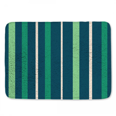 Green Blue Stripes Bath Mat