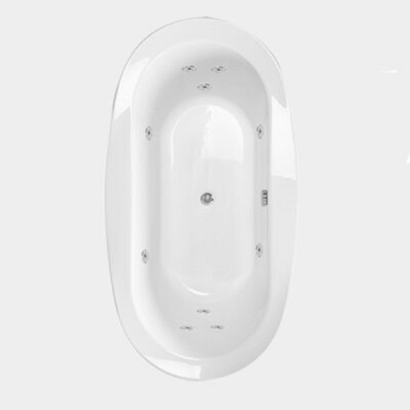 66" L x 36" W Drop In Whirlpool Acrylic Bathtub with Center Drain in White
