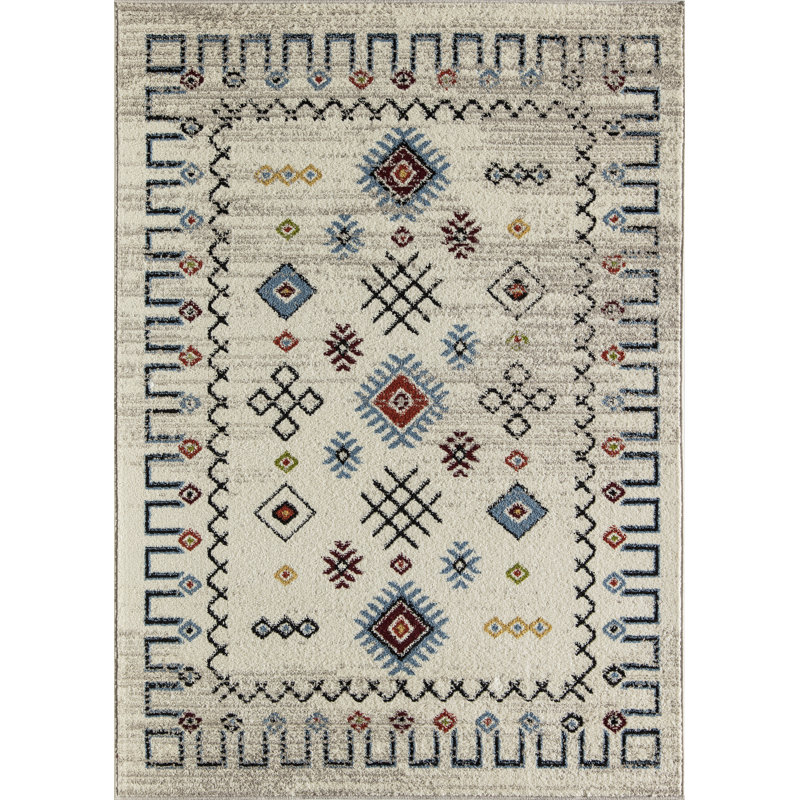 Tapis crème Oyola Tribal, Rectangle 8 pi x 10 pi