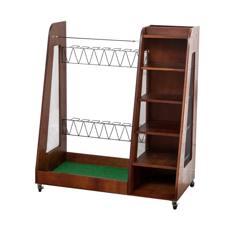 Support de rangement pour club de golf en bois avec roues Bowie, Brun