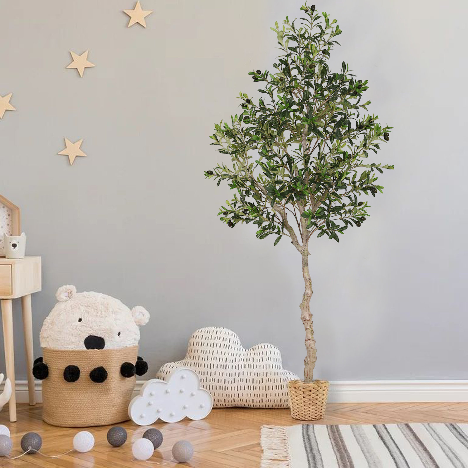 Aarav Artificial Olive Tree in Pot, 78" H x 33.5" W x 33.5" D