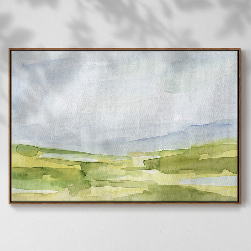 Watery Lowlands IV, Toile encadrée noyer flottant, H 17 po x l 25 po x P 2 po