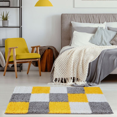 Myshaggy Collection Rugs Geometric Design in Yellow