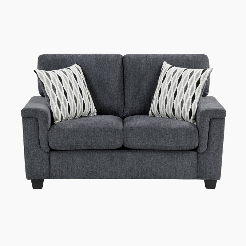 Causeuse en chenille moderne et contemporaine de 60 po Veale avec coussins réversibles, housses amovibles et 2 coussins décoratifs