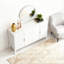 Armoire de rangement 57,5 po à portes rayées, buffet à 4 portes avec supports de rangement à l'arrière et crochets latéraux, tablettes réglables-2057721244