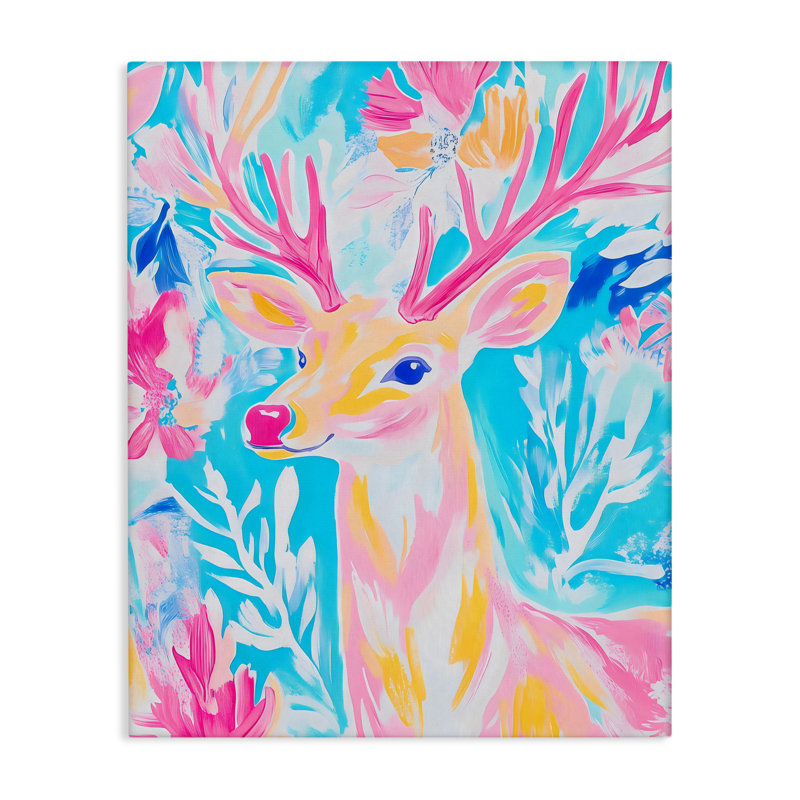 Toile de chevreuil vif pastel, design par Arlington Prints, H 20 po x l 16 po