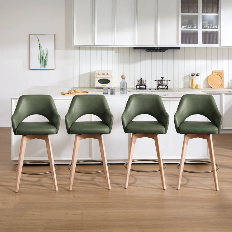 Tabouret de comptoir pivotant en simili cuir Ashwell, Green