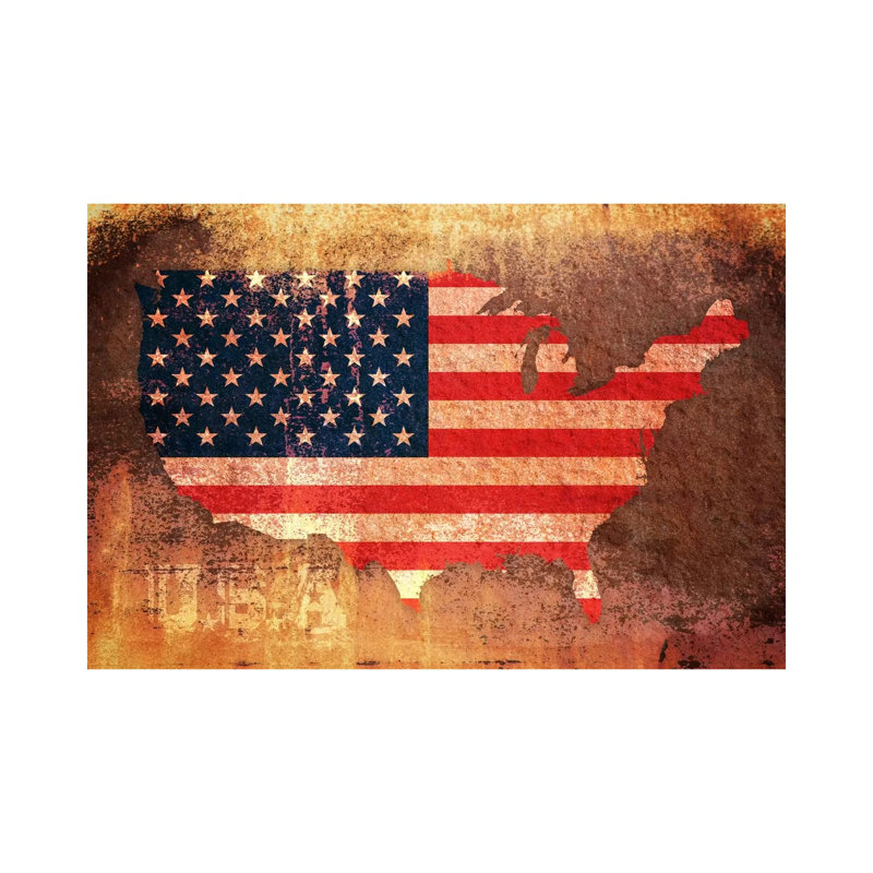 USA Flag Map by Michael Tompsett - Wrapped Canvas Painting, 20.32 cm H x 30.48 cm W