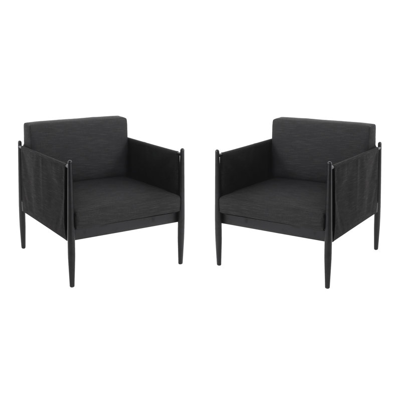 Chaise de club d'extérieur en aluminium noir 2 pièces DAWson
