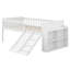 Structure de lit simple avec glissière, échelle et garde-corps - Lit plateforme en bois avec tablette de rangement et espace sous le lit-1457436478